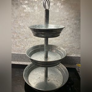 Three tiered galvanized tray great for coffee nook in your kitchen